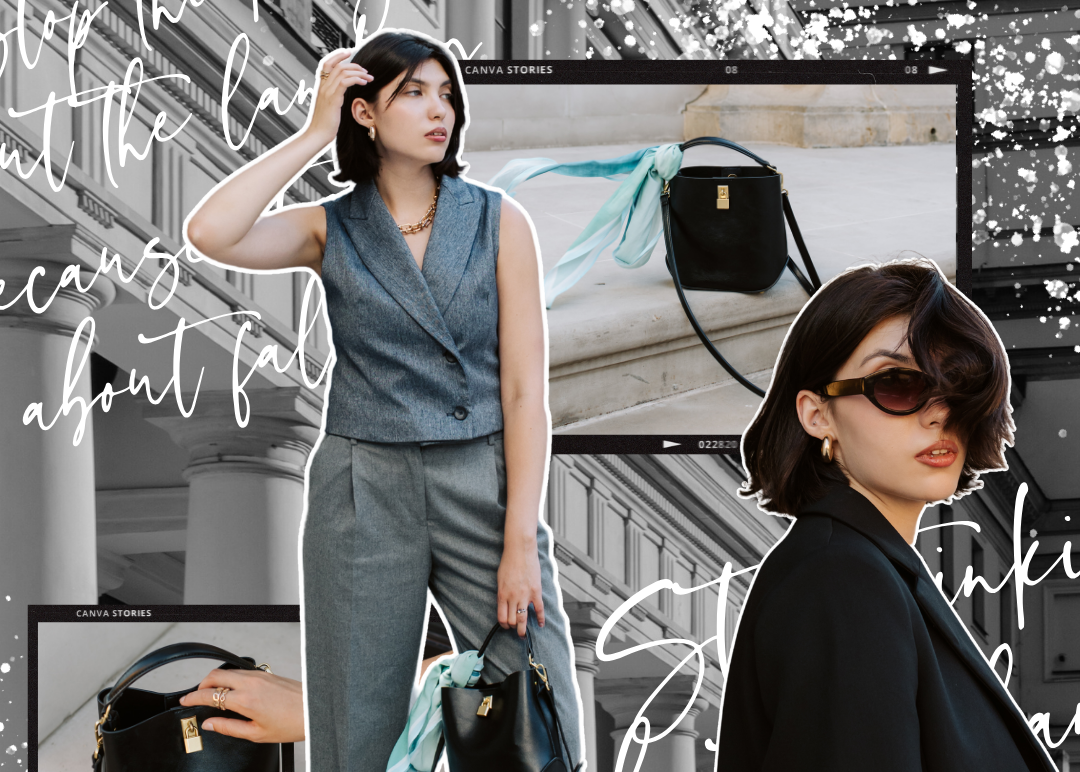 Collage of a woman in a gray outfit with text overlay and fashion items.slider_item_knaVEr